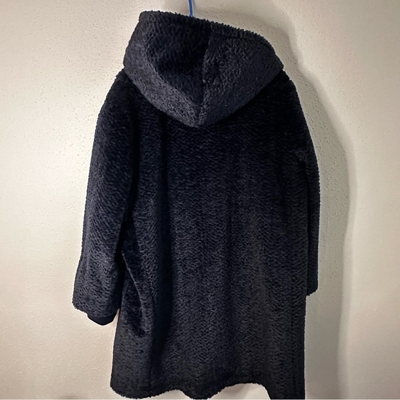 LAURIER FAUX FUR HOODED TEDDY JACKET COAT STORM SLEEVES NAVY BLUE SZ 1X - Picture 10 of 11